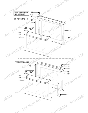 Взрыв-схема плиты (духовки) Electrolux EOU5330X - Схема узла H10 Grill door assy